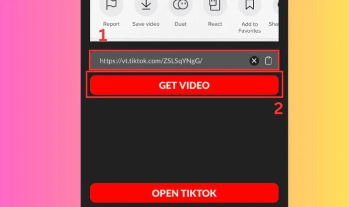 Nhấn Get Video để tải video TikTok