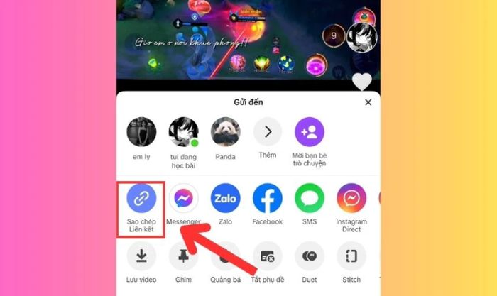 Sao chép đường dẫn video TikTok vào bộ nhớ tạm