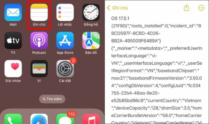Dán nội dung đã sao chép vào một ghi chú mới trong ứng dụng Ghi chú trên điện thoại.