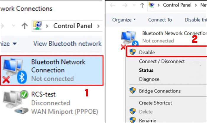 Nhấn chọn Disable để kích hoạt Bluetooth