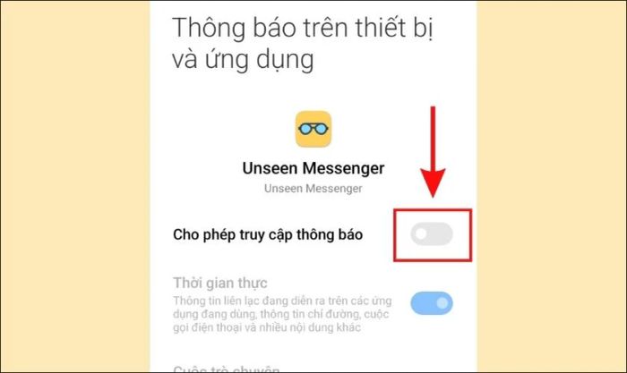 Nhấn vào biểu tượng cần gạt để kích hoạt