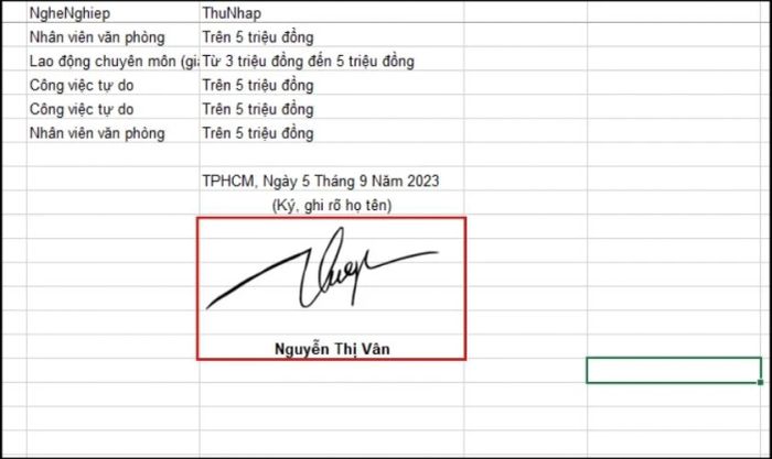 Phương pháp chèn hình ảnh chữ ký tay hoặc con dấu vào Excel