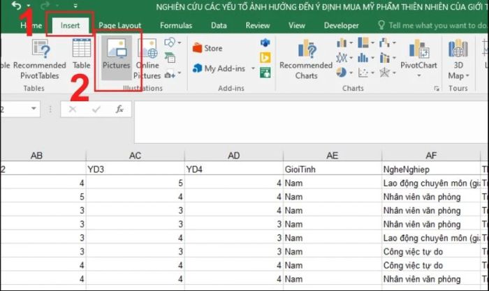 Nhấn chọn Insert và chọn Picture