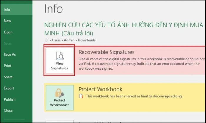 Nhấn chọn Views Signatures để xem chữ ký ẩn