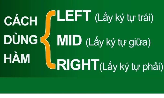 Các hàm MID, Right, Left có cách dùng giống nhau không
