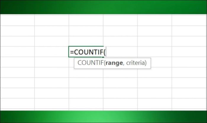 Công thức của hàm COUNTIF trong Excel