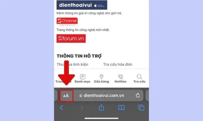 cách điều chỉnh cỡ chữ trên trình duyệt Safari của iPhone