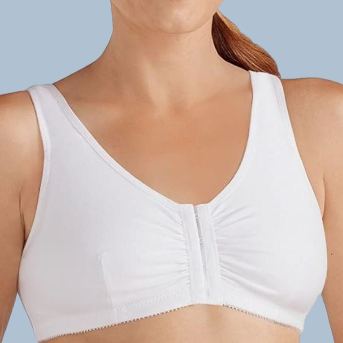 A model showcasing the white bra