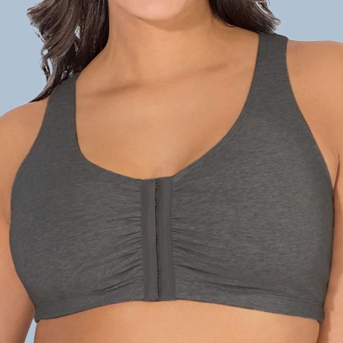 A model wearing the gray bra