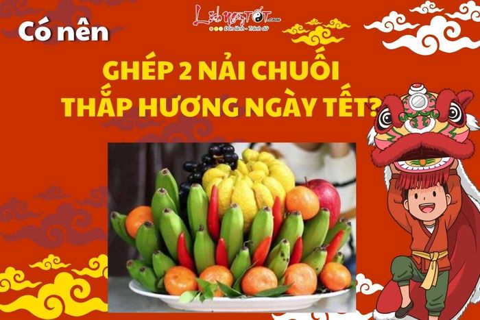 Combining two banana bunches for Tet offerings