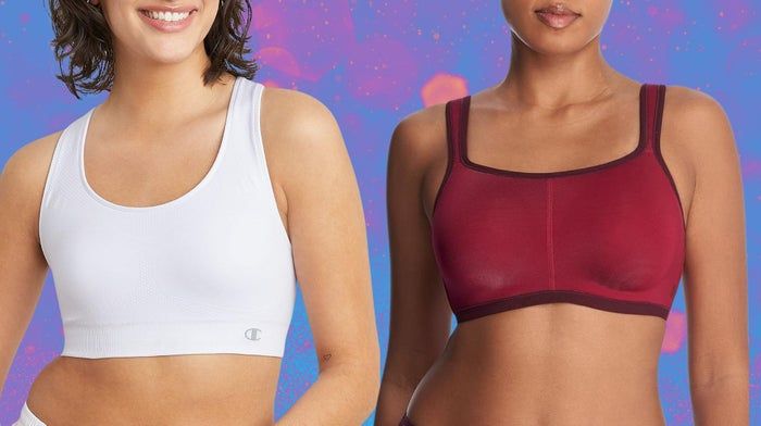 A Champion sports bra and a Natori sports bra available on Amazon.