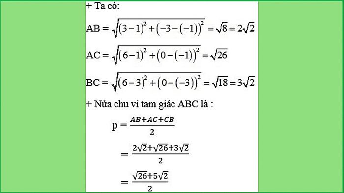 Bài tập minh họa về công thức Heron (Ví dụ 1)