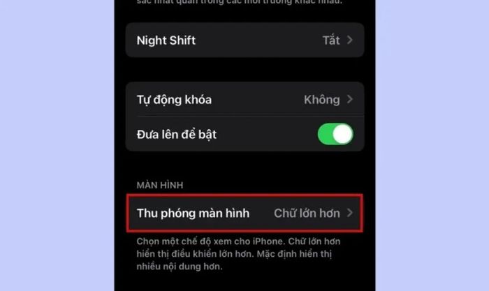 nhấn vào thu phóng màn hình để điều chỉnh cỡ chữ iPhone trên màn hình