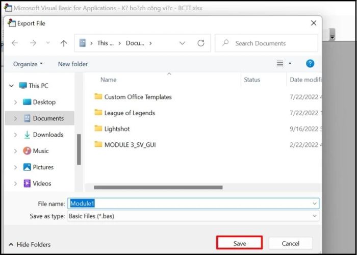 Nhấn vào nút Save để lưu lại file Macro của bạn.