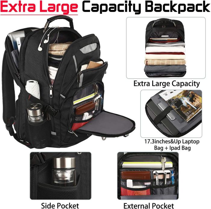 The black bag, featuring its numerous compartments