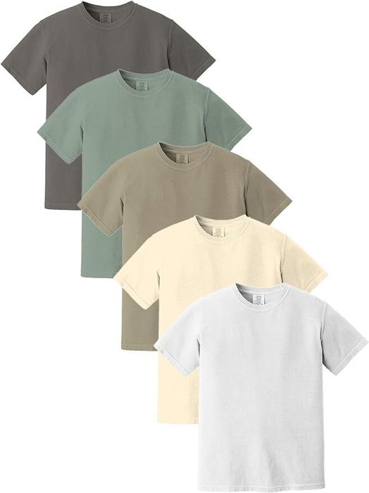 A variety of tees available in an assortment of colors.