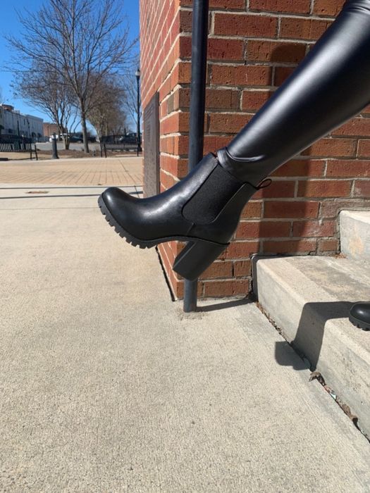 sleek black chunky booties