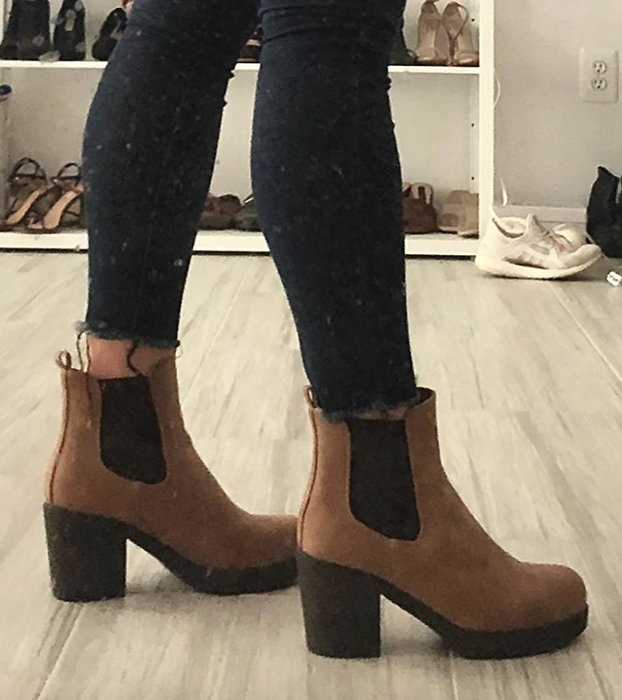Reviewer wearing the boots.