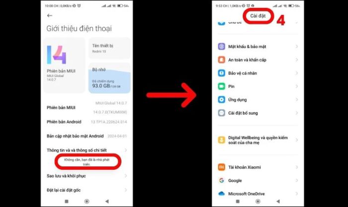 Tiến hành nhấn liên tiếp vào Phiên bản MIUI cho đến khi xuất hiện thông báo giống như hình