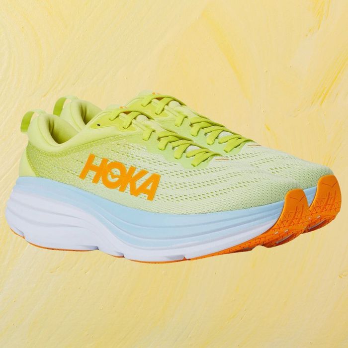 The green blue and orange sneakers