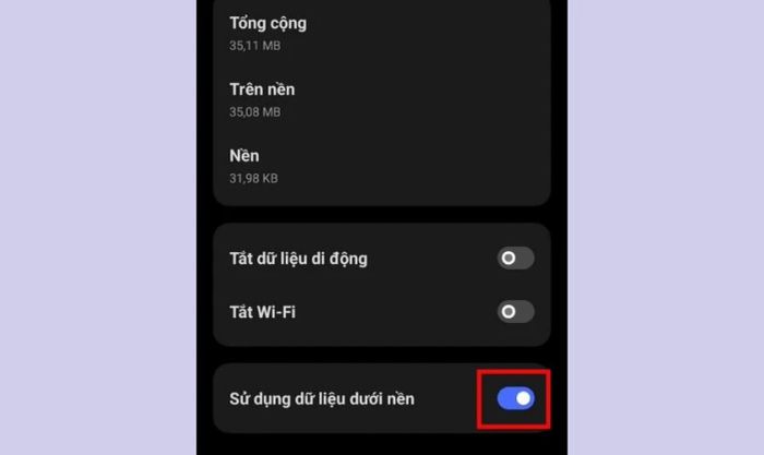 Sử dụng dữ liệu dưới nền