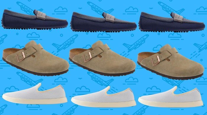 Rothy's Driver loafers, Birkenstock clogs, and Allbirds slides
