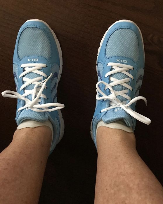The shoes in blue