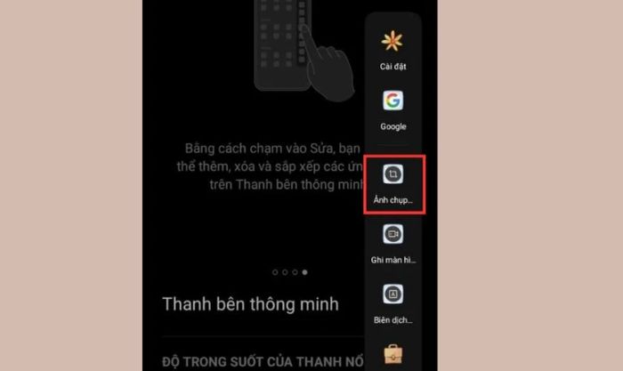 Hướng dẫn sử dụng thanh công cụ thông minh để chụp màn hình