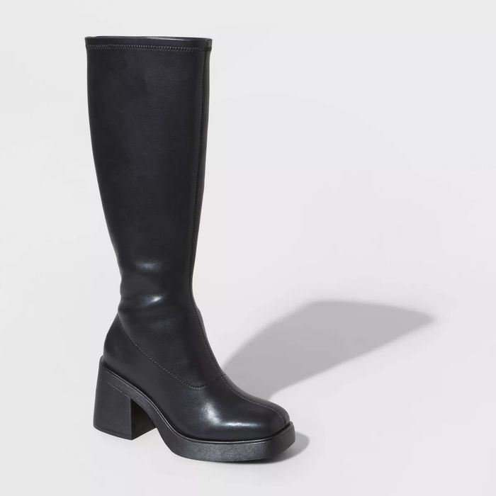 black tall platform boots