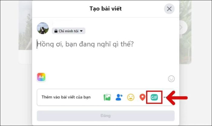 Chọn biểu tượng GIF để tiếp tục
