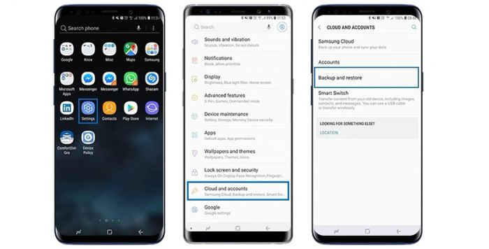 Nhấn chọn Backup and restore