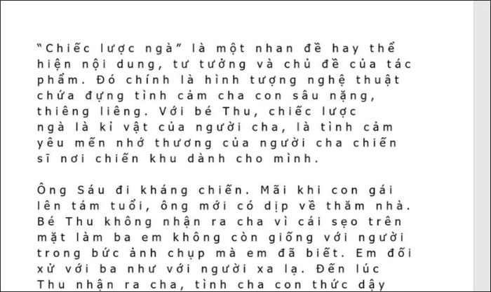 Kết quả sau khi điều chỉnh khoảng cách chữ trong Word