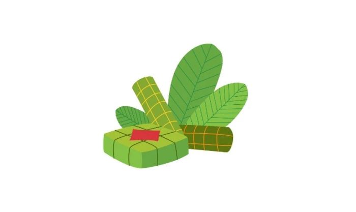 Biểu tượng bánh chưng bánh tét và lá xanh
