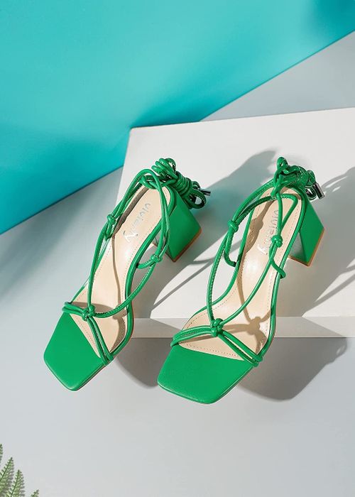 The green lace-up sandals