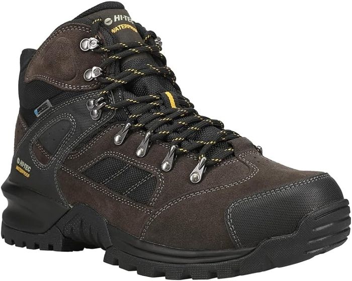 A robust hiking boot with laces, designed for outdoor excursions