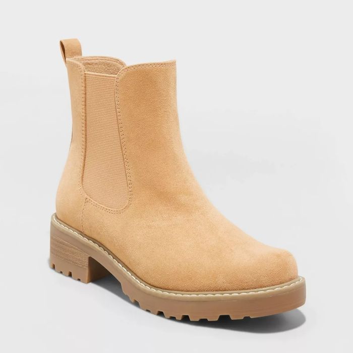 beige suede-like ankle boots