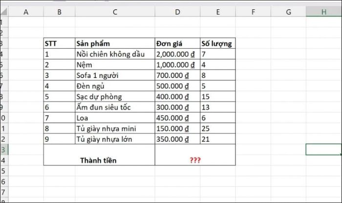 Hướng dẫn sử dụng hàm SUMPRODUCT cơ bản