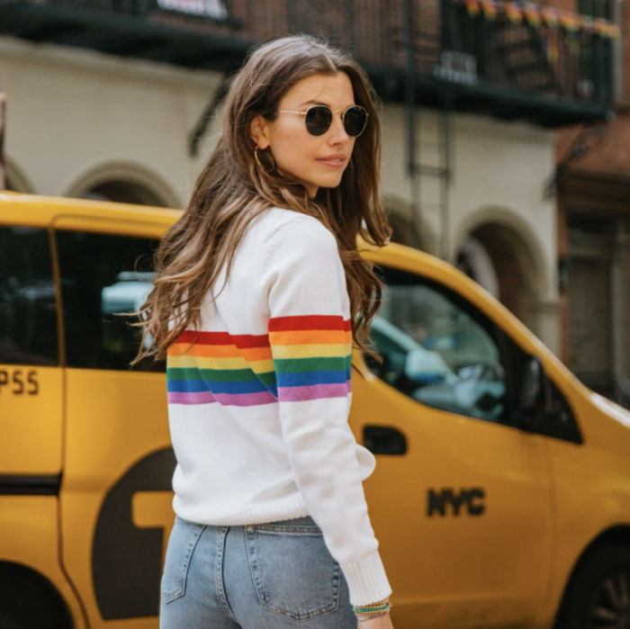 A model showcasing the sweater.