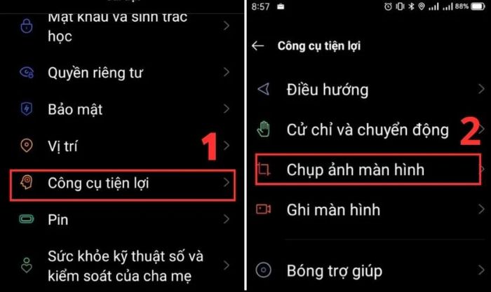 Hướng dẫn thiết lập cử chỉ thông minh trong phần Cài đặt