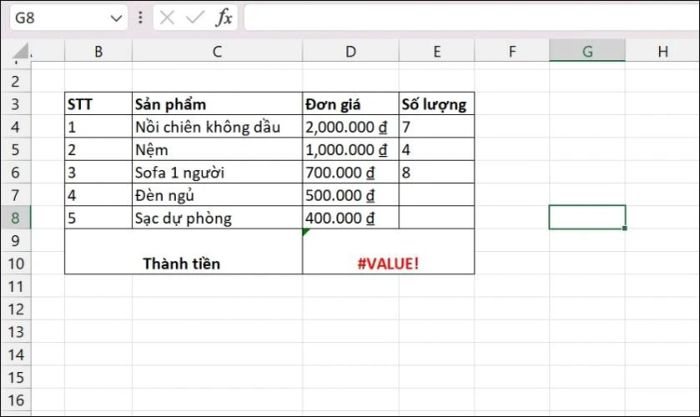Các lỗi thường gặp khi sử dụng hàm SUMPRODUCT