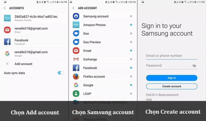 Nhấn chọn Create account.
