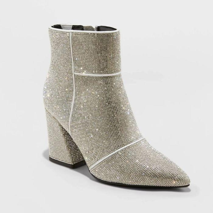 sparkly pointed-toe ankle boots