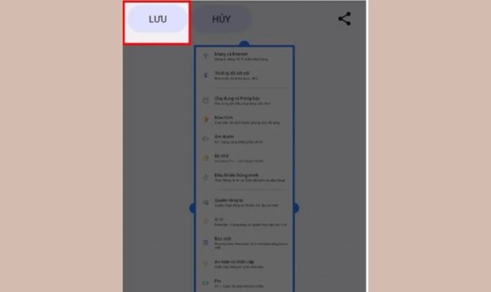 Nhấn nút LƯU để lưu lại ảnh chụp