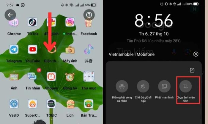 Phương pháp chụp màn hình Realme sử dụng tính năng tích hợp sẵn