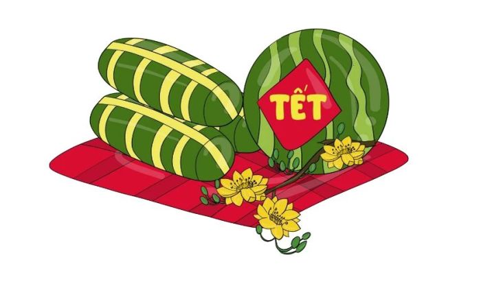 Biểu tượng bánh tét ngày Tết dễ thương