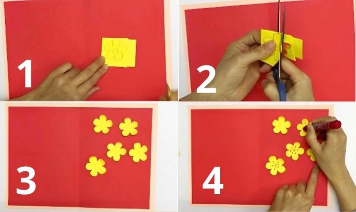 Hướng dẫn làm thiệp Tết 3D họa tiết hoa mai