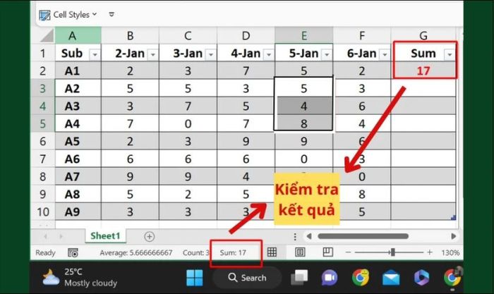 sử dụng hàm trong excel