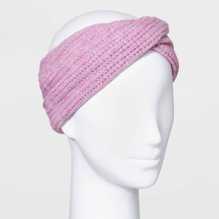 pink knit ribbed headband
