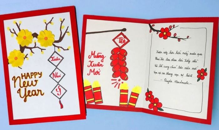 Mẫu thiệp chúc Tết hình hoa mai đẹp