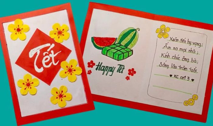 Mẫu thiệp chúc Tết hình hoa mai đơn giản